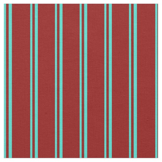Turquoise & Dark Red Striped Pattern Stof (Close Up)