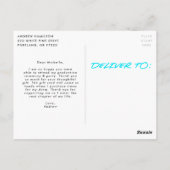 Turquoise Dashed Modern Photo Afstuderen Dank u Briefkaart (Achterkant)