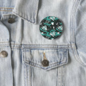 Turquoise - de Hero van de Aarde Ronde Button 5,7 Cm (In situ)