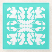 Turquoise deco glazen onderzetter (Voorkant)