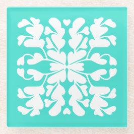 Turquoise deco glazen onderzetter