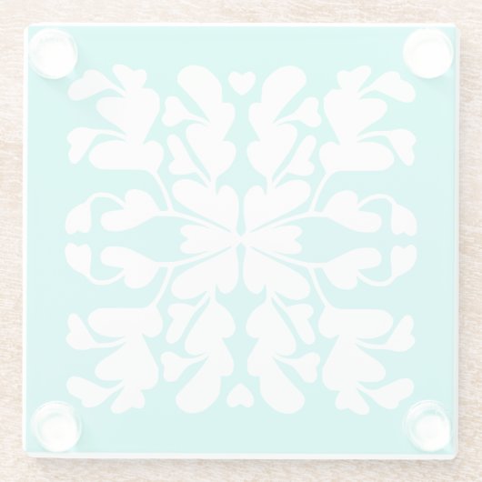 Turquoise deco glazen onderzetter (Achterkant)