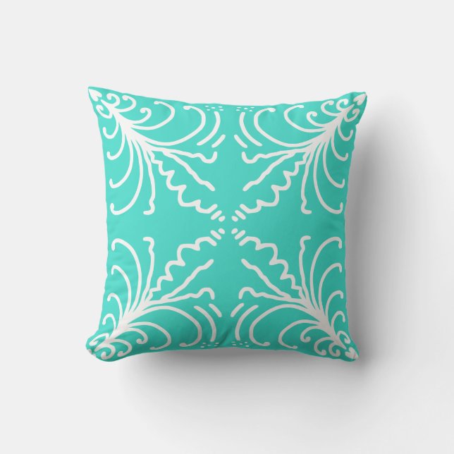 Turquoise deco kussen (Voorkant)