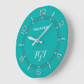 Turquoise Decor Dial Easily Personalized Grote Klok (Hoek)