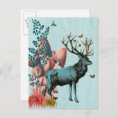 Turquoise Deer in paddenstoel Forest 2 Briefkaart (Voorkant / Achterkant)
