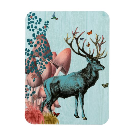 Turquoise Deer in paddenstoel Forest 2 Magneet (Verticaal)
