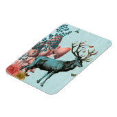 Turquoise Deer in paddenstoel Forest 2 Magneet (Linkerzijde)