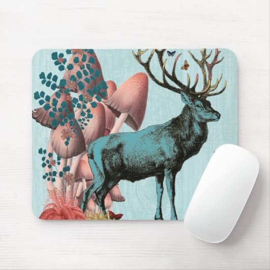 Turquoise Deer in paddenstoel Forest 2 Muismat (Met muis)