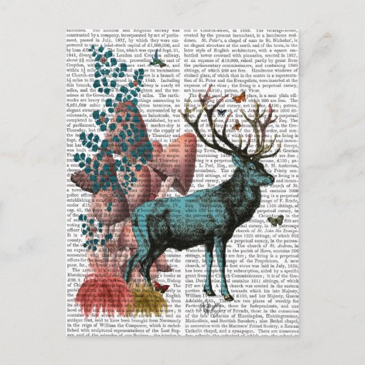 Turquoise Deer in paddenstoelbos Briefkaart (Voorkant)