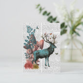 Turquoise Deer in paddenstoelbos Briefkaart (Staand voorkant)