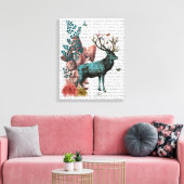 Turquoise Deer in paddenstoelbos Canvas Afdruk (Insitu (Woonkamer))