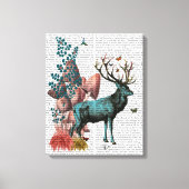 Turquoise Deer in paddenstoelbos Canvas Afdruk (Voorkant)