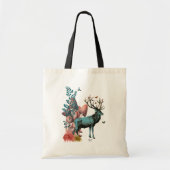 Turquoise Deer in paddenstoelbos Tote Bag (Voorkant)