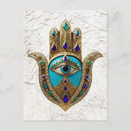 Turquoise Derde Oog Hamsa Briefkaart