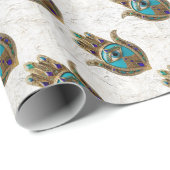 Turquoise Derde Oog Hamsa Cadeaupapier (Rol Hoek)