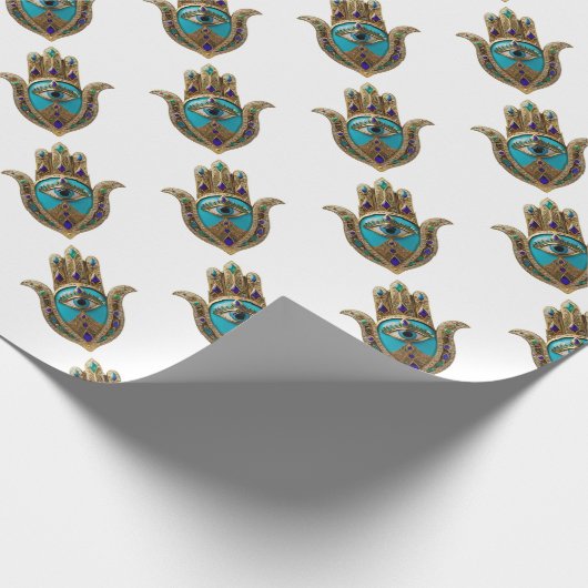 Turquoise Derde Oog Hamsa Cadeaupapier (Hoek)