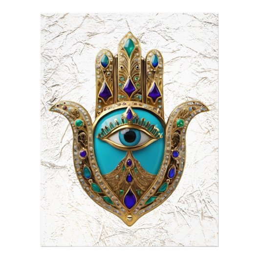 Turquoise Derde Oog Hamsa Foto Afdruk (Voorkant)