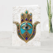 Turquoise Derde Oog Hamsa Kaart (Voorkant)