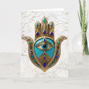 Turquoise Derde Oog Hamsa Kaart