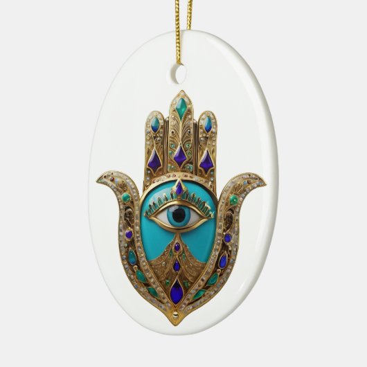Turquoise Derde Oog Hamsa Keramisch Ornament (Links)