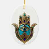 Turquoise Derde Oog Hamsa Keramisch Ornament (Voorkant)