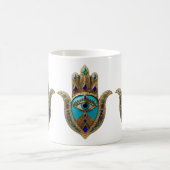 Turquoise Derde Oog Hamsa Koffiemok (Center)