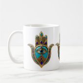 Turquoise Derde Oog Hamsa Koffiemok (Links)