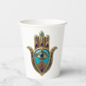 Turquoise Derde Oog Hamsa Papieren Bekers (Voorkant)