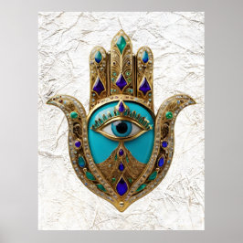 Turquoise Derde Oog Hamsa Poster