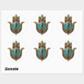 Turquoise Derde Oog Hamsa Ronde Sticker (Vel)