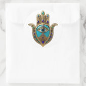 Turquoise Derde Oog Hamsa Ronde Sticker (Tas)