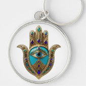 Turquoise Derde Oog Hamsa Sleutelhanger (Voorkant)