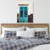 Turquoise-deur in Italiaanse straat Canvas Afdruk (Insitu (Slaapkamer))