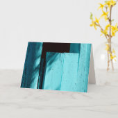 Turquoise deur, leeg Wenskaart Kaart (Gele Bloem)