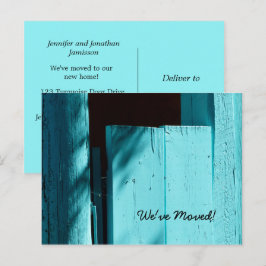 Turquoise deur, nieuwe adresaankondiging aankondigingskaart