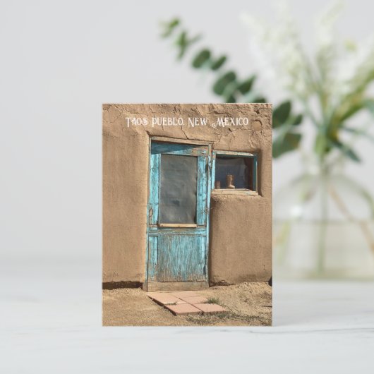 Turquoise deur Taos Pueblo fotografie Briefkaart (Staand voorkant)