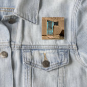 Turquoise deur Taos Pueblo fotografie Vierkante Button 5,1 Cm (In situ)