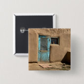 Turquoise deur Taos Pueblo fotografie Vierkante Button 5,1 Cm (Voorkant /achterkant)