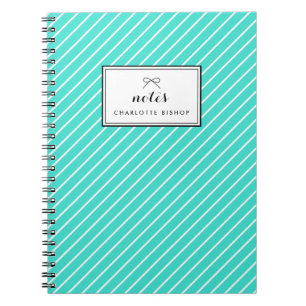 Turquoise diagonale strepen patroon gepersonalisee notitieboek