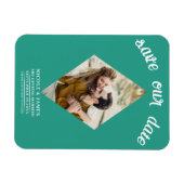 Turquoise Diamant Foto Trouw Save the Date Magneet (Horizontaal)