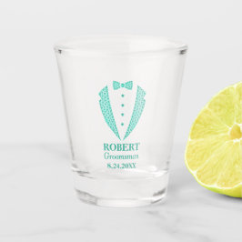 Turquoise Diamant Patroon Bruidsjonkers Smoking Pr Shot Glas