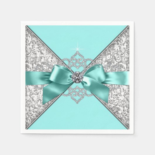 Turquoise Diamanten Boog Servet (Voorkant)