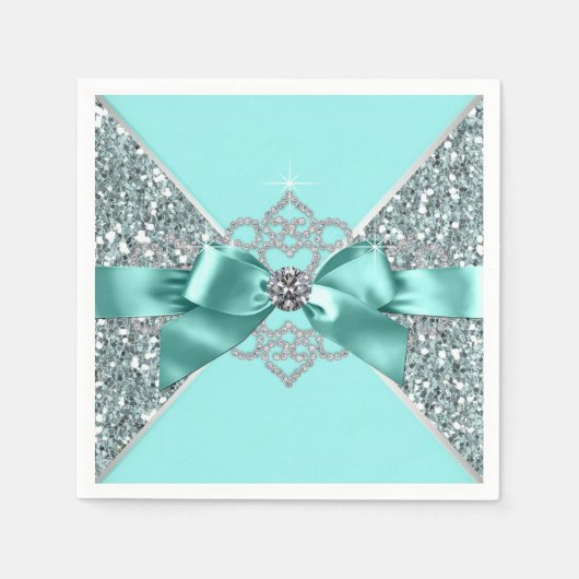 Turquoise Diamanten Boog Servet (Voorkant)