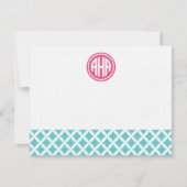 Turquoise Diamanten Cirkel Monogram Stationery Notitiekaartje (Voorkant)