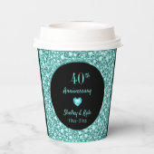 Turquoise diamanten en hart- Jubileum papier Cu Papieren Bekers (Achterkant)