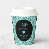 Turquoise diamanten en hart- Jubileum papier Cu Papieren Bekers (Voorkant)