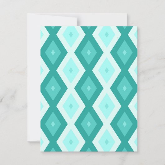 Turquoise diamond pattern RSVP kaartje (Voorkant)
