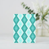 Turquoise diamond pattern RSVP kaartje (Staand voorkant)