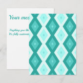 Turquoise diamond pattern RSVP kaartje (Voorkant / Achterkant)