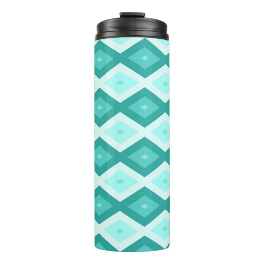 Turquoise diamond pattern thermosbeker (Voorkant)